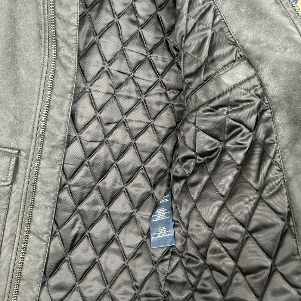 Tommy Hilfiger Men's‎ Faux Leather Moto Jacket Removable Collar
